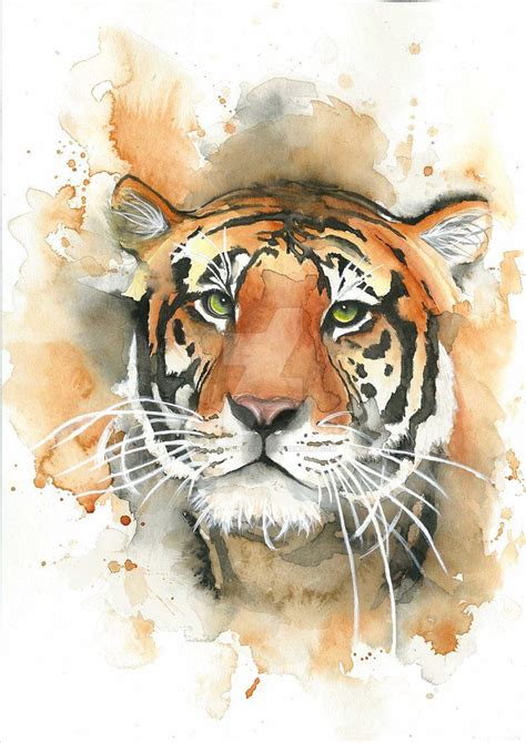Watercolour Tiger Watercolor Tiger Animal Paintings Watercolor Art