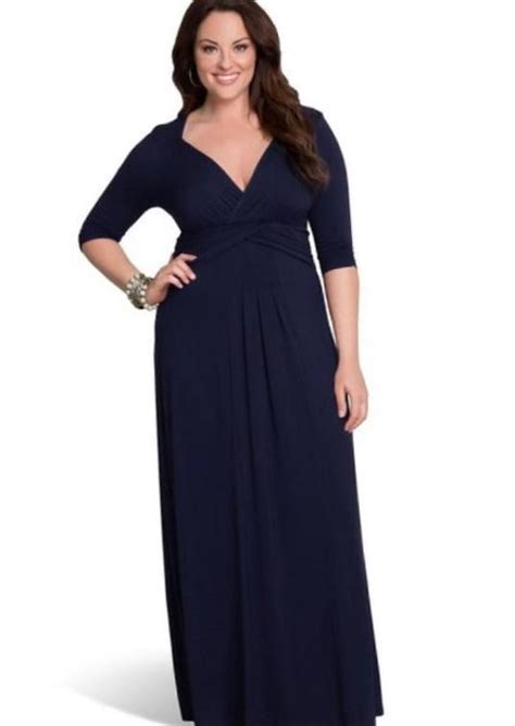 From our autumn thrills collection no.1. Navy blue maxi dress plus size - PlusLook.eu Collection