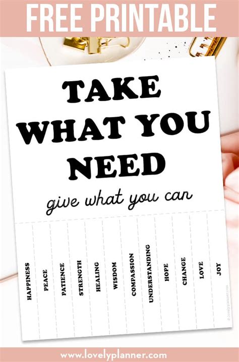 Free Printable Take What You Need Poster Lovely Planner