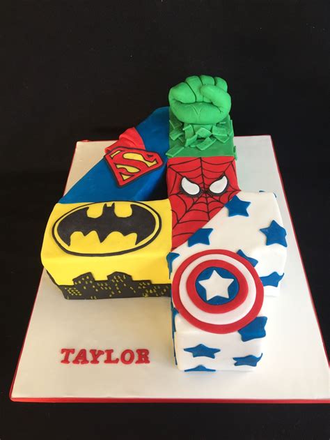 Avengers Superman Batman The Hulk Spiderman And Captain America Cake Birthday Cakes For Men