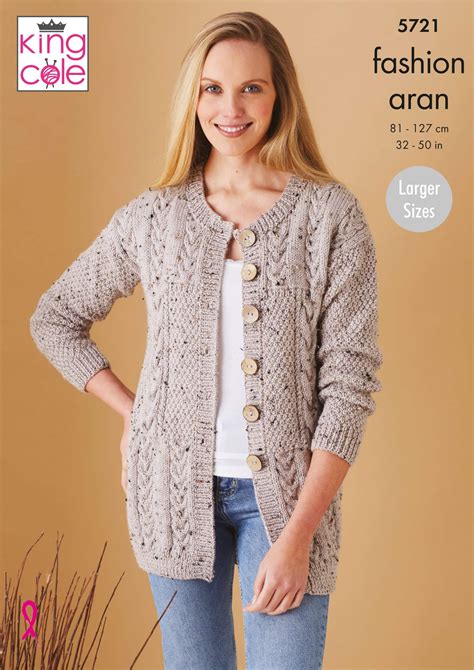 easy to follow waistcoat and jacket knitted in fashion aran knitting