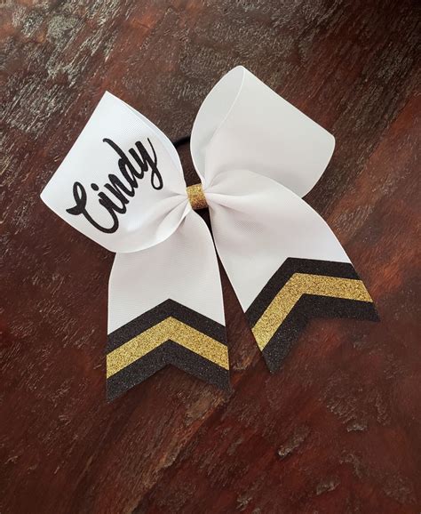 Custom Cheer Bow With Chevron Tail And Name Etsy