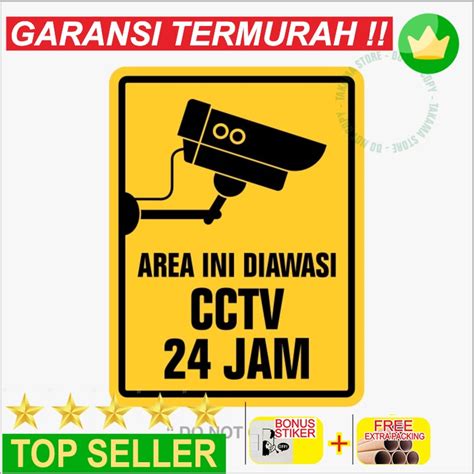 Jual Promo RAMBU AREA INI DIAWASI CCTV 24 JAM 30 X 40 Cm PLAT ALUMUNIUM