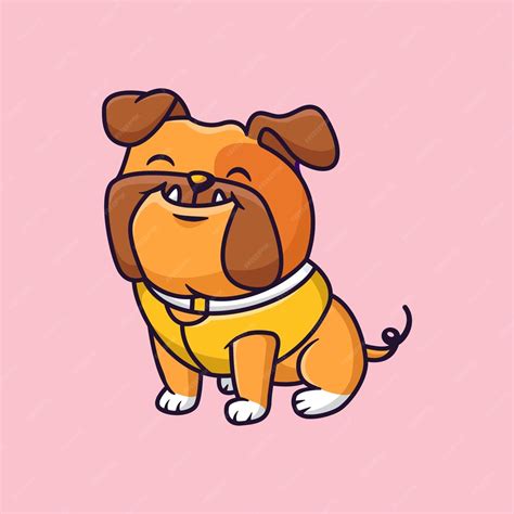 Premium Vector Cute Bulldog Cartoon Style Vector Illustration