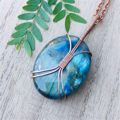 Labradorite Copper Wire Wrapped Pendant Necklace Buy Handmade Jewelry