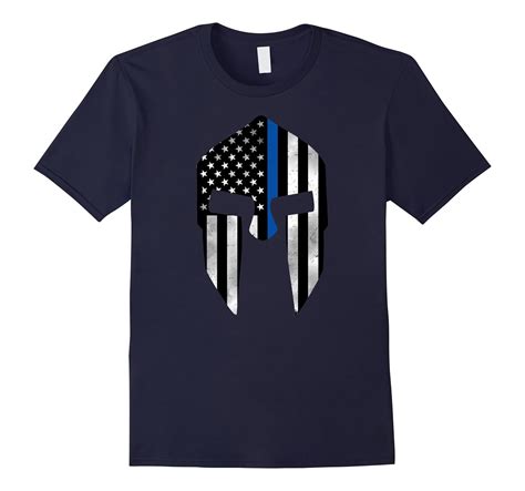 Blue Lives Matter Shirt With Flag Thin Blue Line Spartan