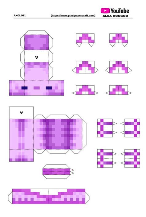 Papercraft Pink Axolotl в 2021 г Minecraft шаблоны Майнкрафт