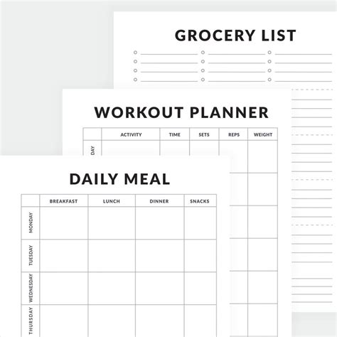 Workout And Daily Meal Planner Template Instant Download Etsy