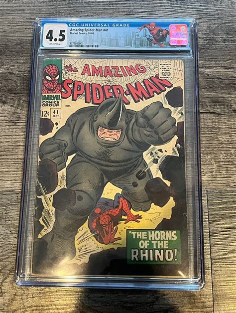 Amazing Spider Man 41 1966 Cgc 45 1st App Of Rhino Custom Cgc Label