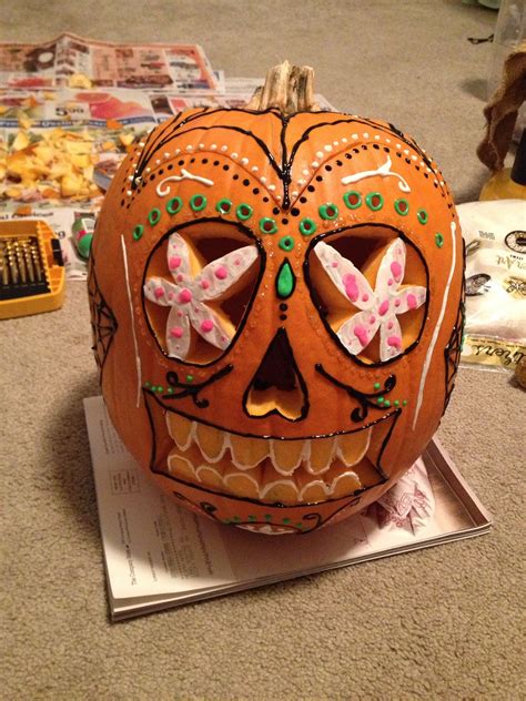 Check spelling or type a new query. Day of the dead skull pumpkin | Pumpkin carving