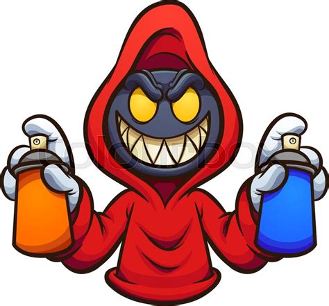 Evil Hooded Character With Graffiti Stock Vector Colourbox