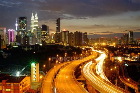 Kuala Lumpur Skyline At Night Malaysia — Outdoors Travel Destinations