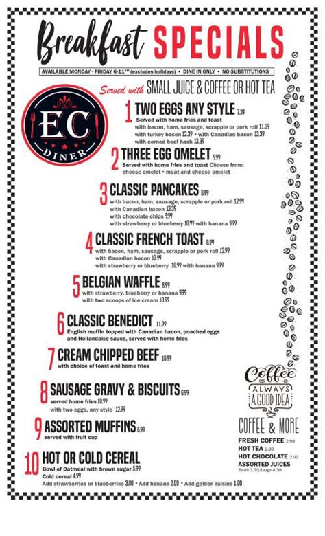 Ec Diner Menu In Ellicott City Maryland Usa