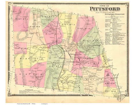 Pittsford Vermont 1869 Old Town Map Reprint Rutland Co Old Maps