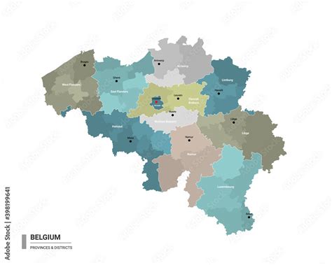 Belgium Higt Detailed Map With Subdivisions Administrative Map Of Belgium With Districts And