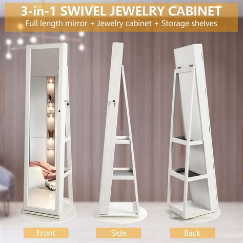 Buy Lvsomt 360° Swivel Jewelry Cabinet With Full Length Mirror