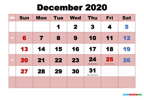 Calendar 2020 for the united states of america in pdf vector format. December 2020 Printable Monthly Calendar with Holidays