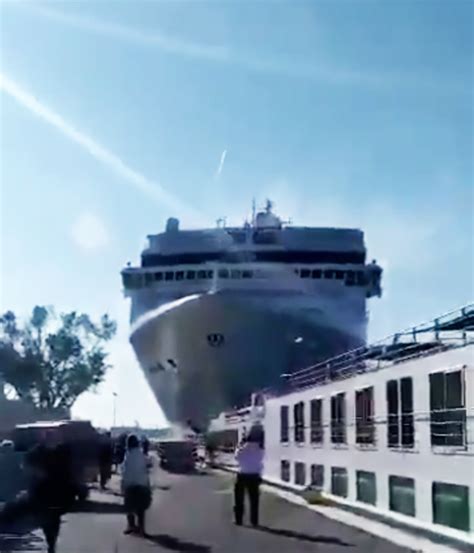 Watch Massive Cruise Ship Crashes Into Venice Wharf Five Injured