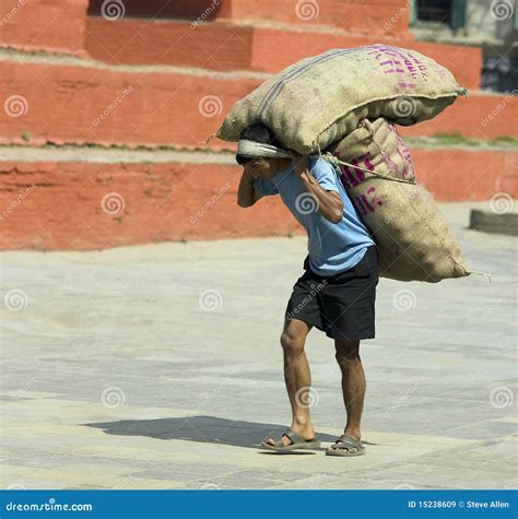 Worker Carrying A Heavy Load Kathmandu Editorial Stock Image Image