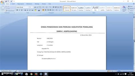 Aturan penulisan alamat di dalam surat. cara membuat surat resmi menggunakan microsoft word - YouTube