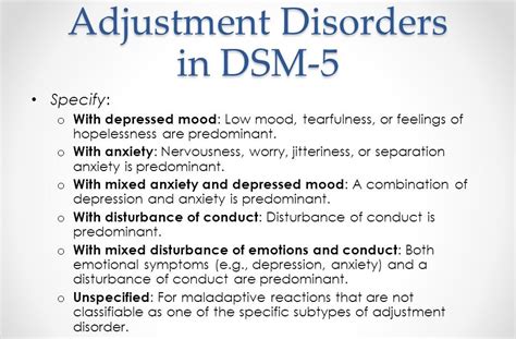While the link to other disorders has not been mentioned, the diagnosis of this disorder is no longer excluded or perceived as a secondary diagnosis. Adjustment Disorder With Depression And Anxiety Dsm 5 ...