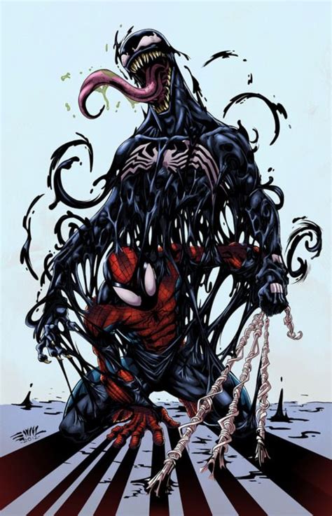 Spiderman Fighting Off The Venom Symbiote Marveluniverse Pinterest