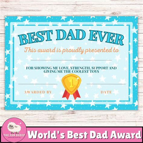 Worlds Best Dad Award Printable Fathers Day Certificate
