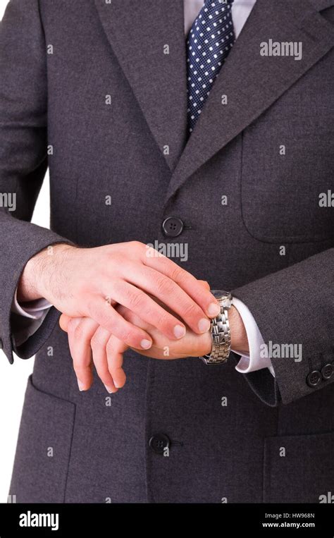 Businessman Checking Time On His Wristwatch Stock Photo Alamy