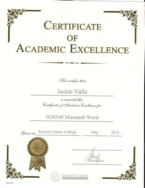 Academic Award Certificate Template Great Sample Templates