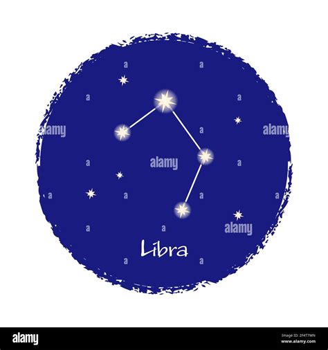 Libra Zodiac Constellation Sign On Dark Background Shining Stars In