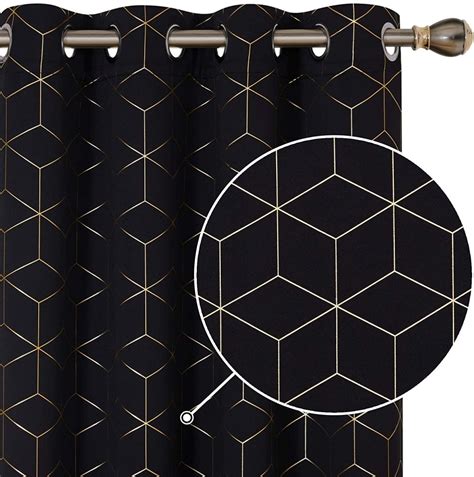 Deconovo Set Of 2 Gold Diamond Pattern Thermal Insulated Blackout