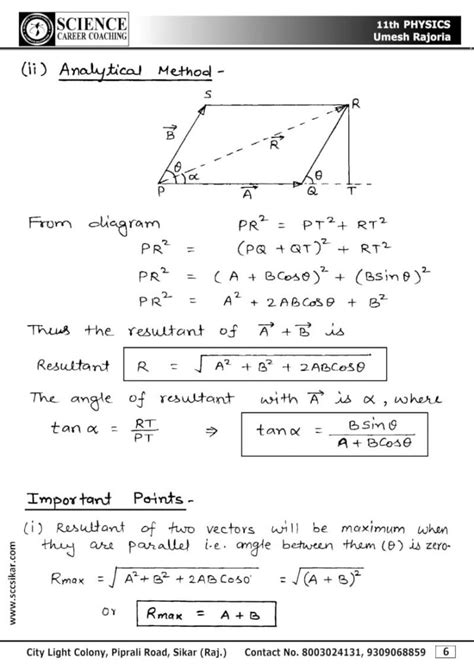 Vector Notes Class 11 Physics Notes Science Career Coaching