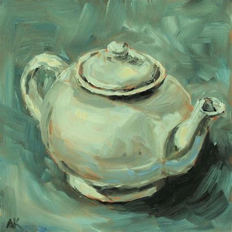 Still Life Teapot Painting Original Oil Painting The White Teapot