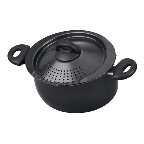 Bialetti Oval 5 Quart Pasta Pot With Strainer Lid Nonstick 1 Black
