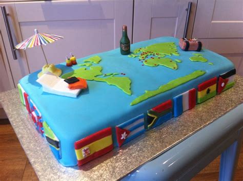 World Traveller Cake ~ World Map ~ Flags Map Cake Birthday Cakes For