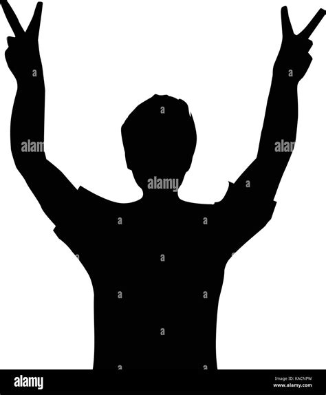 A Man With Victory Sign Silhouette Victory Silhouette Illustration
