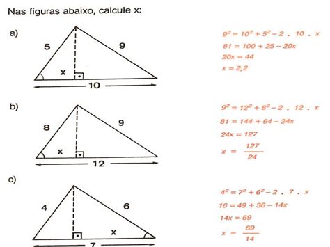 Relações Métricas No Triângulo Retângulo - Exercícios 9 Ano