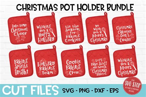 Christmas Pot Holder Bundle - SVG, DXF, PNG, EPS - Cut File