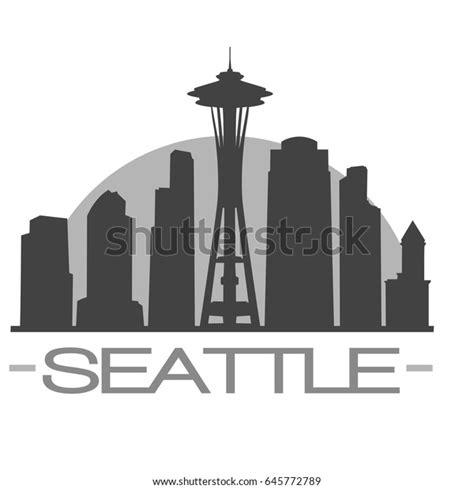 Seattle Skyline Silhouette Skyline Stamp Vector Stock Vector Royalty