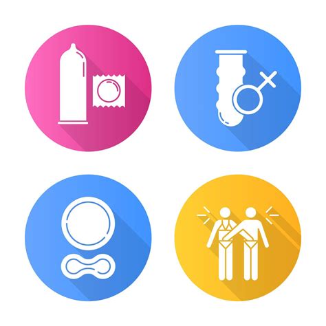 Conjunto de iconos de glifos de larga sombra de diseño plano de sexo