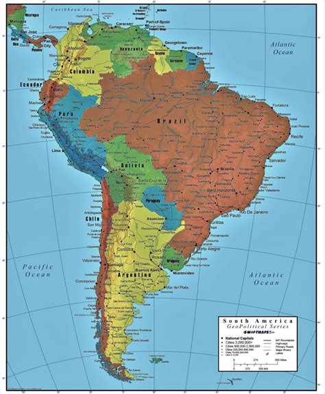 Mapa de América del sur Paises y Capitales de Sudamérica Descargar