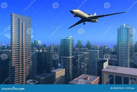 Plane Over The City Stock Illustration Illustration Of Plane 25223163