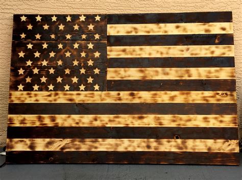 Wood Burned American Flag Etsy