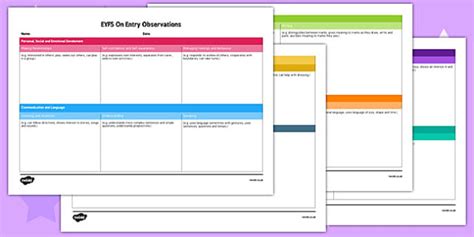 Eyfs On Entry Observation Record Teacher Made