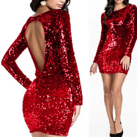 2019 New Sexy Womens Sparkle Glitzy Glam Sequin Long Sleeve Flapper