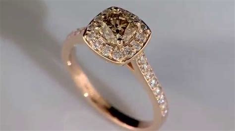 This engagement ring setting measures 2.5mm wide, is crafted of quality 14 karat rose gold and features diamonds in both bezel and pavé settings. "Cara" Champagne with Diamond Halo Engagement Ring in 14k Rose Gold - YouTube