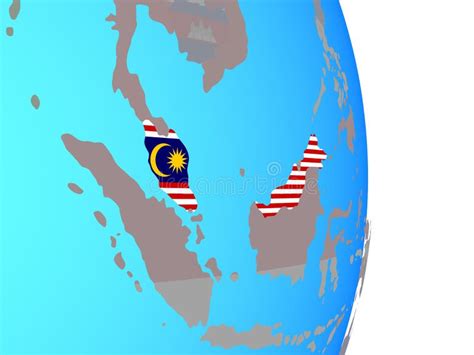 Malaysia With Flag On Globe Stock Illustration Illustration Of Render