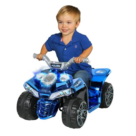 6 Volt Boys Pulse Quad Electric Ride On Toy With Pulsating Speakers And