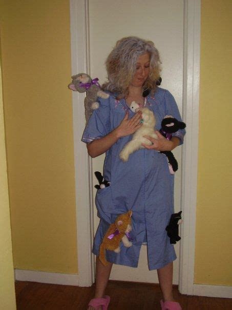 Crazy Cat Lady Costume Use Bathrobe And Pin Stuffed Animal Cats To