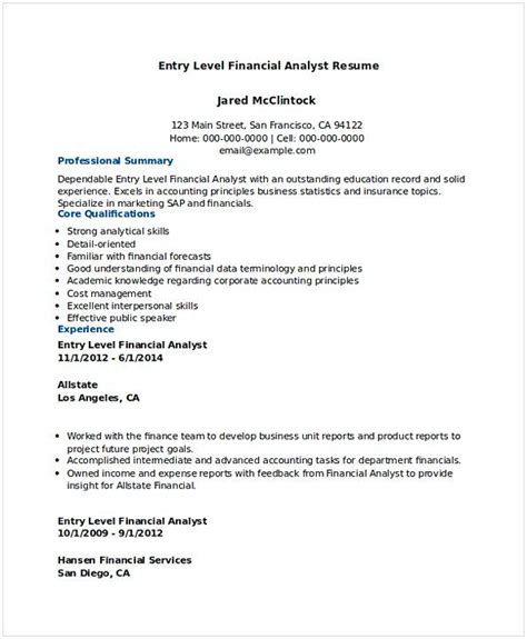 An entry level resume is a resume written by recent graduates or any candidates with little experience. Entry Level Financial Analyst Resume | IPASPHOTO